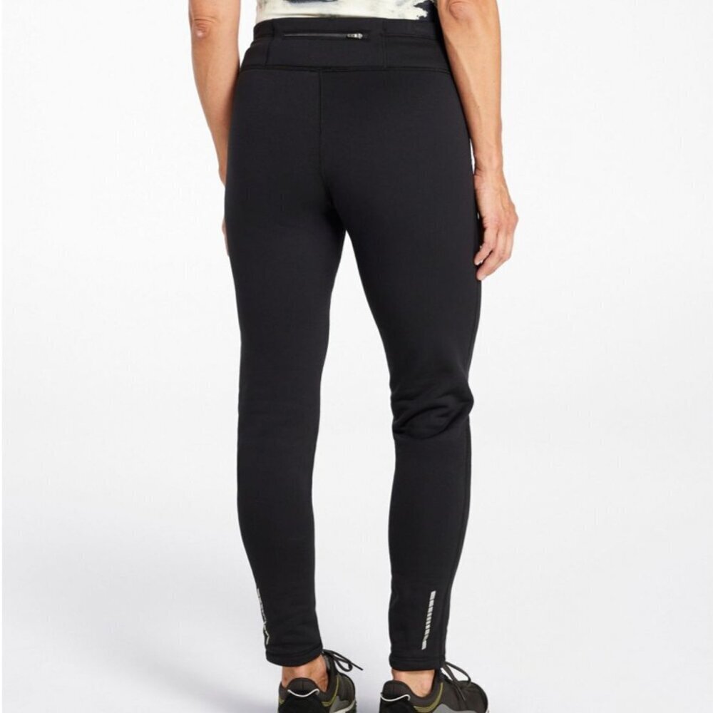 L.L. Bean Womens M-REG PrimaLoft ThermaStretch Fleece Leggings Mid Rise Black